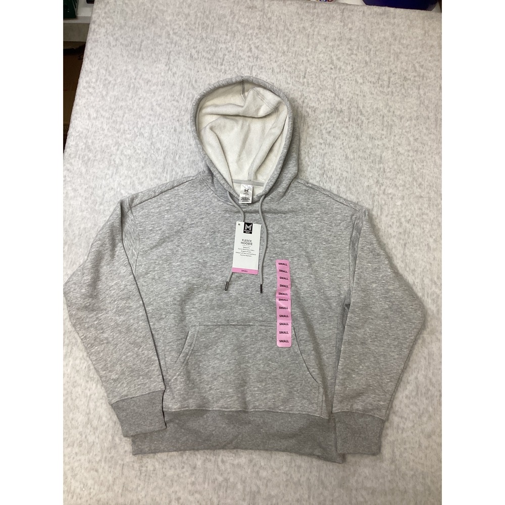 Members Mark Fleece Hoodie Small Heather Gray Relaxed Fit Kangaroo Pocket NWT
